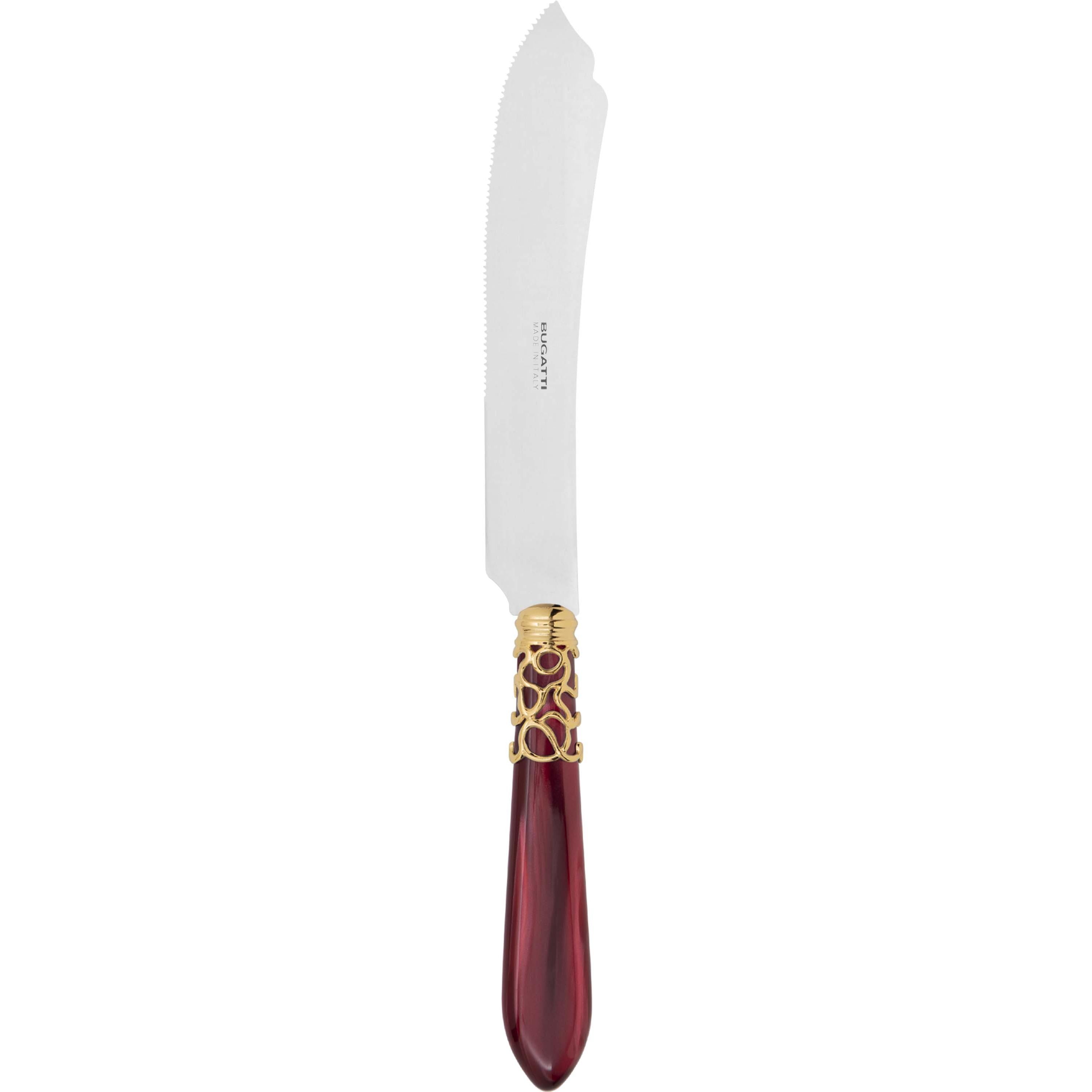 Melodia Gold Cake Knife 28 cm (11.02 inch) - burgundy
