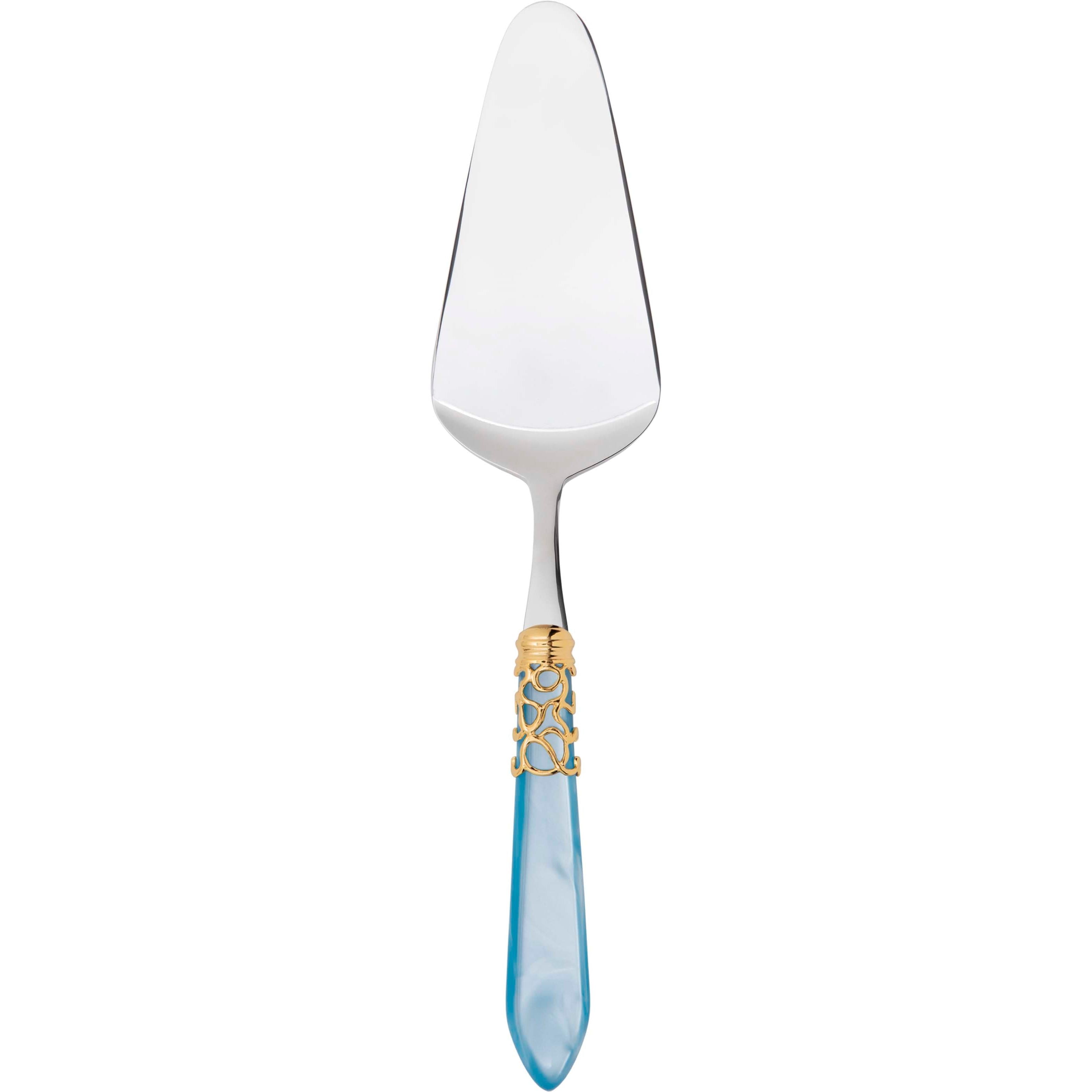 Melodia Gold Cake Server Rounded - sky blue