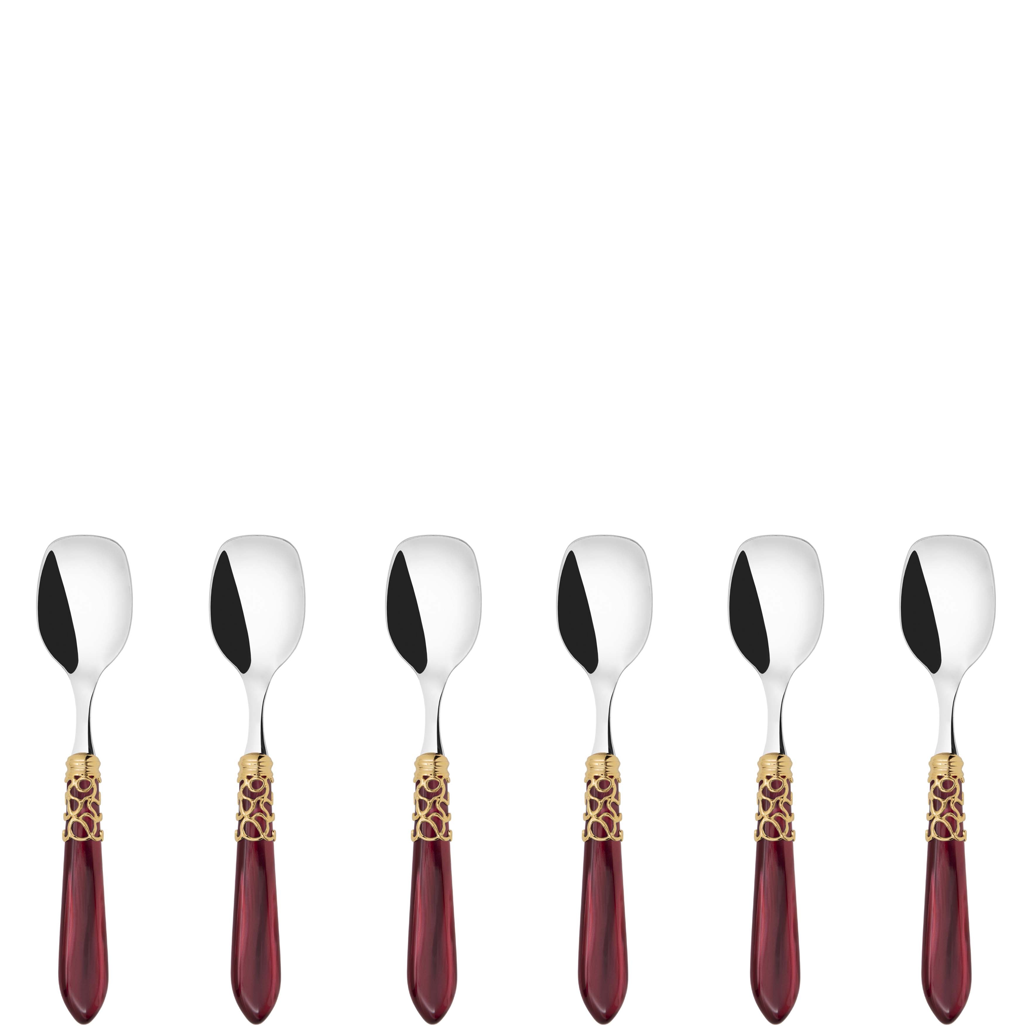 Melodia Gold Ice Cream Spoons Set in gift box - burgundy
