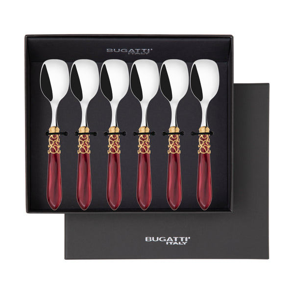 Melodia Gold Ice Cream Spoons Set - Burgundy