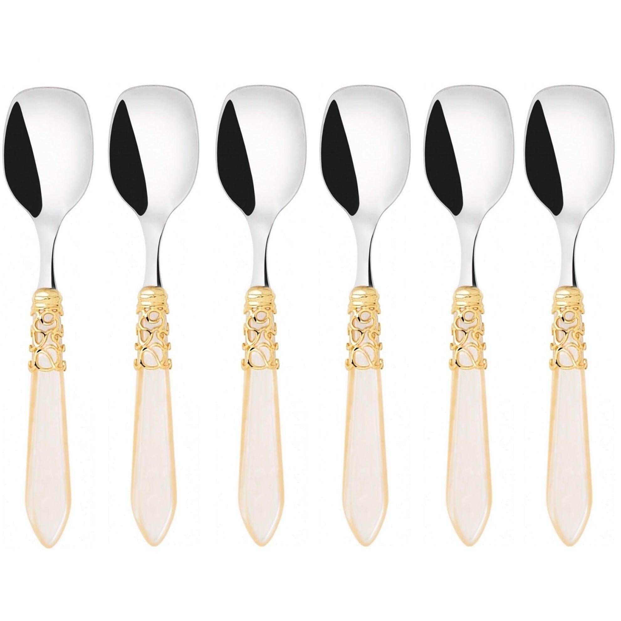 Melodia Gold Ice Cream Spoons Set ivory-Casa Bugatti USA