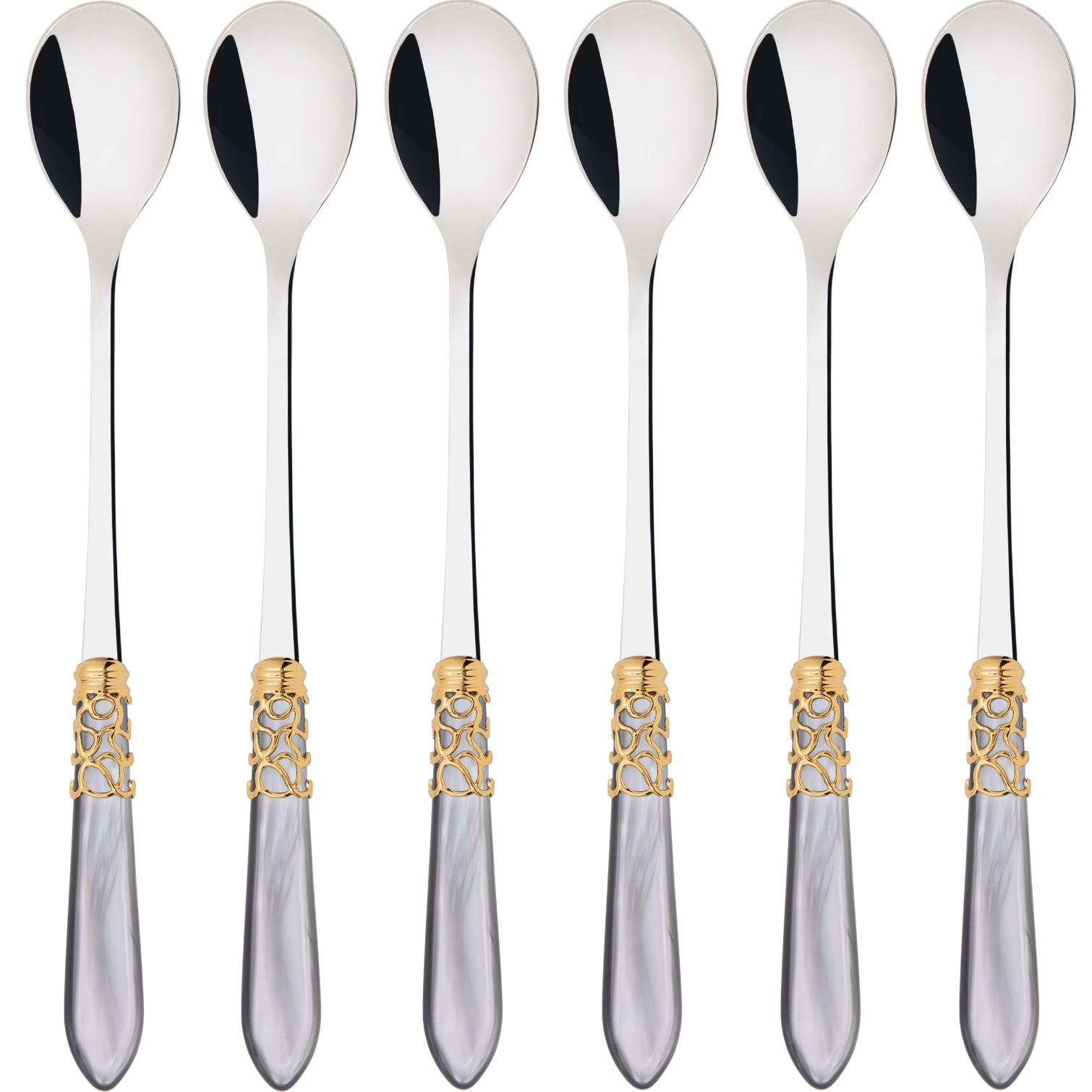 Melodia Gold Ice Tea / Cocktail Spoon Set - Gray