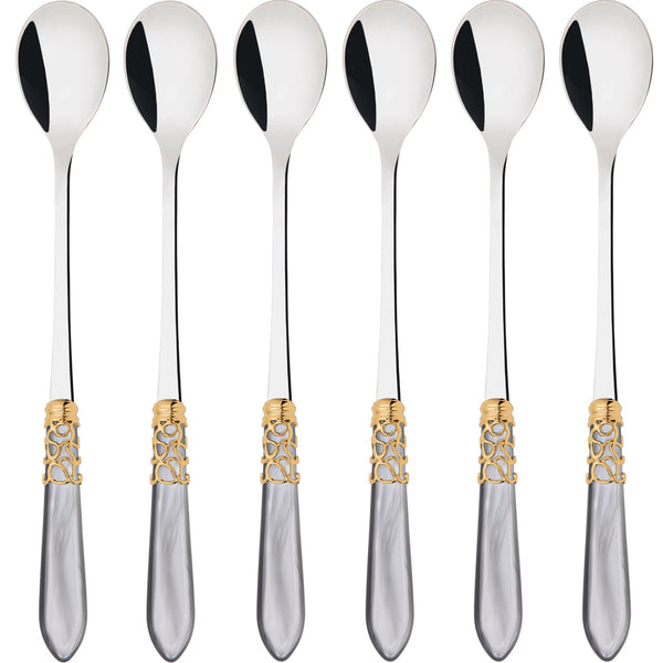 Melodia Gold Ice Tea / Cocktail Spoon Set - Gray