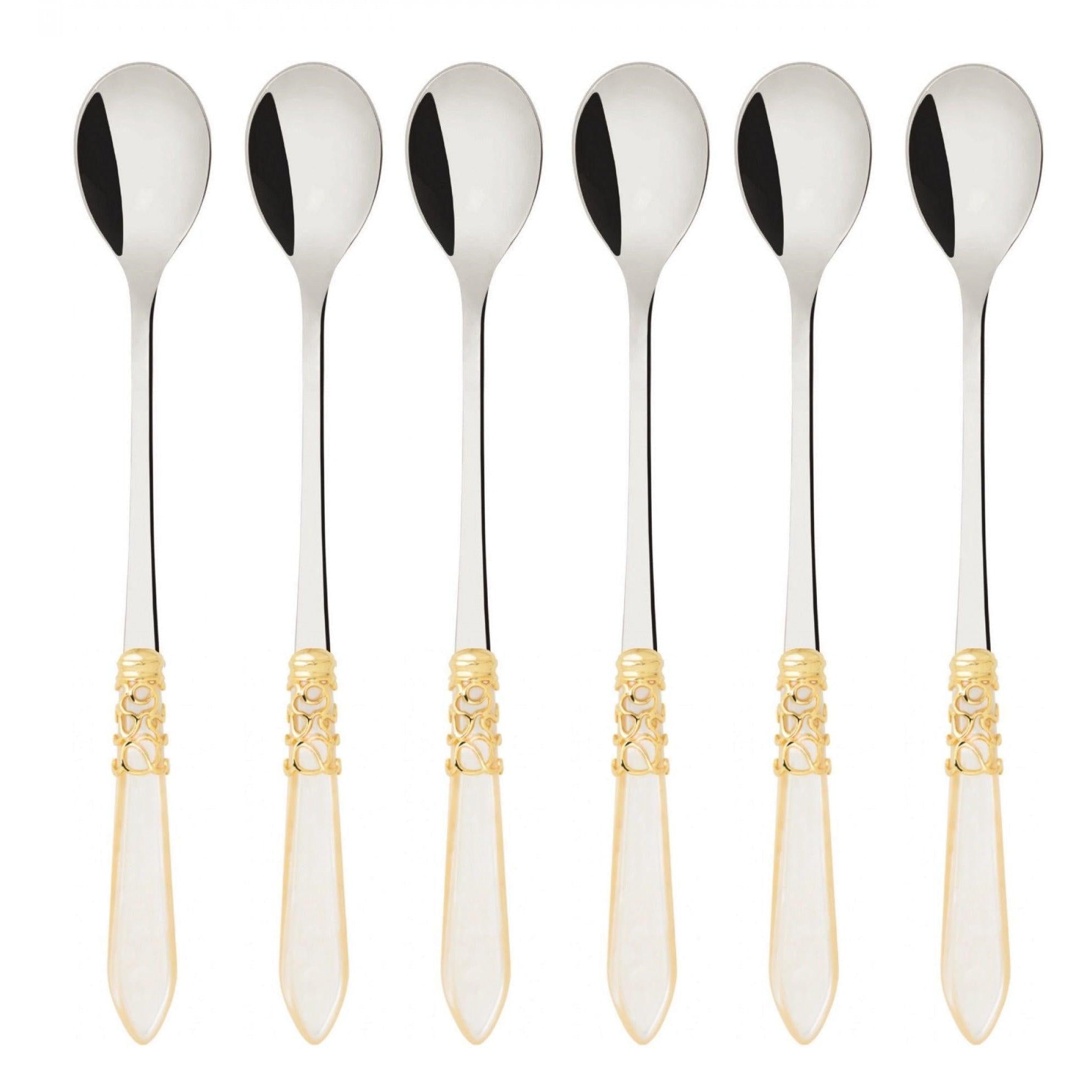 Melodia Gold Ice Tea Spoons Set ivory-Casa Bugatti USA
