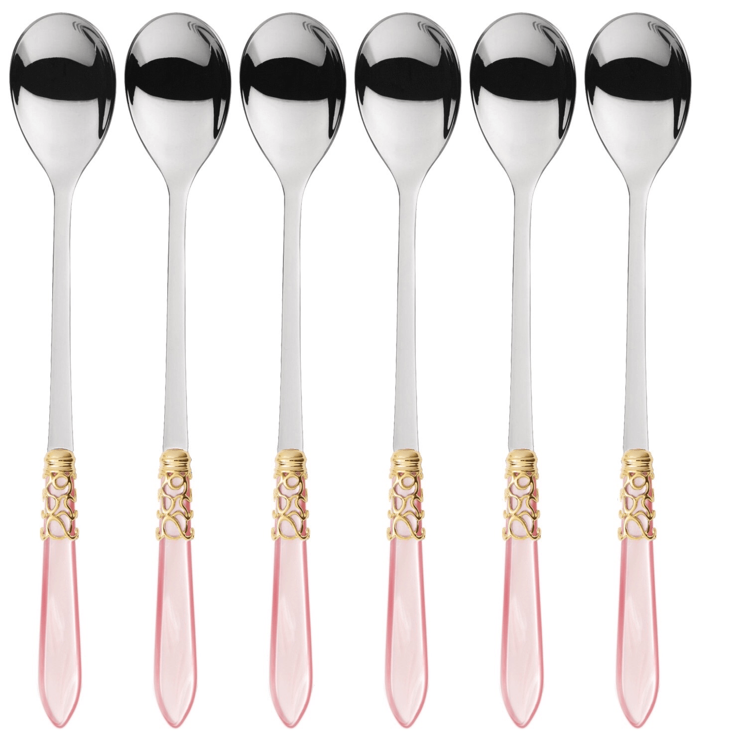 Melodia Gold Ice Tea Spoon Set Pink-Casa Bugatti USA