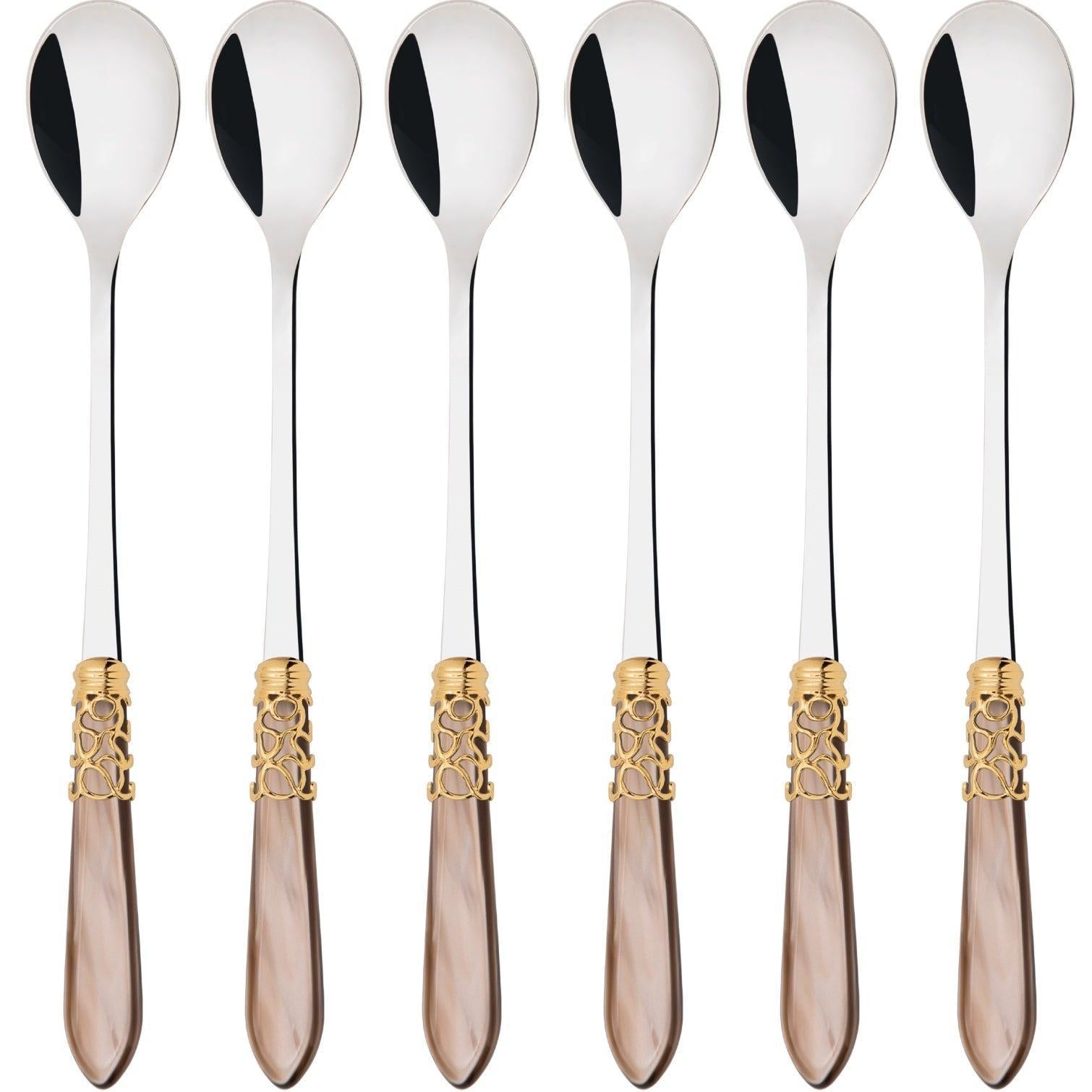 Melodia Gold Ice Tea / Cocktail Spoon Set - Taupe