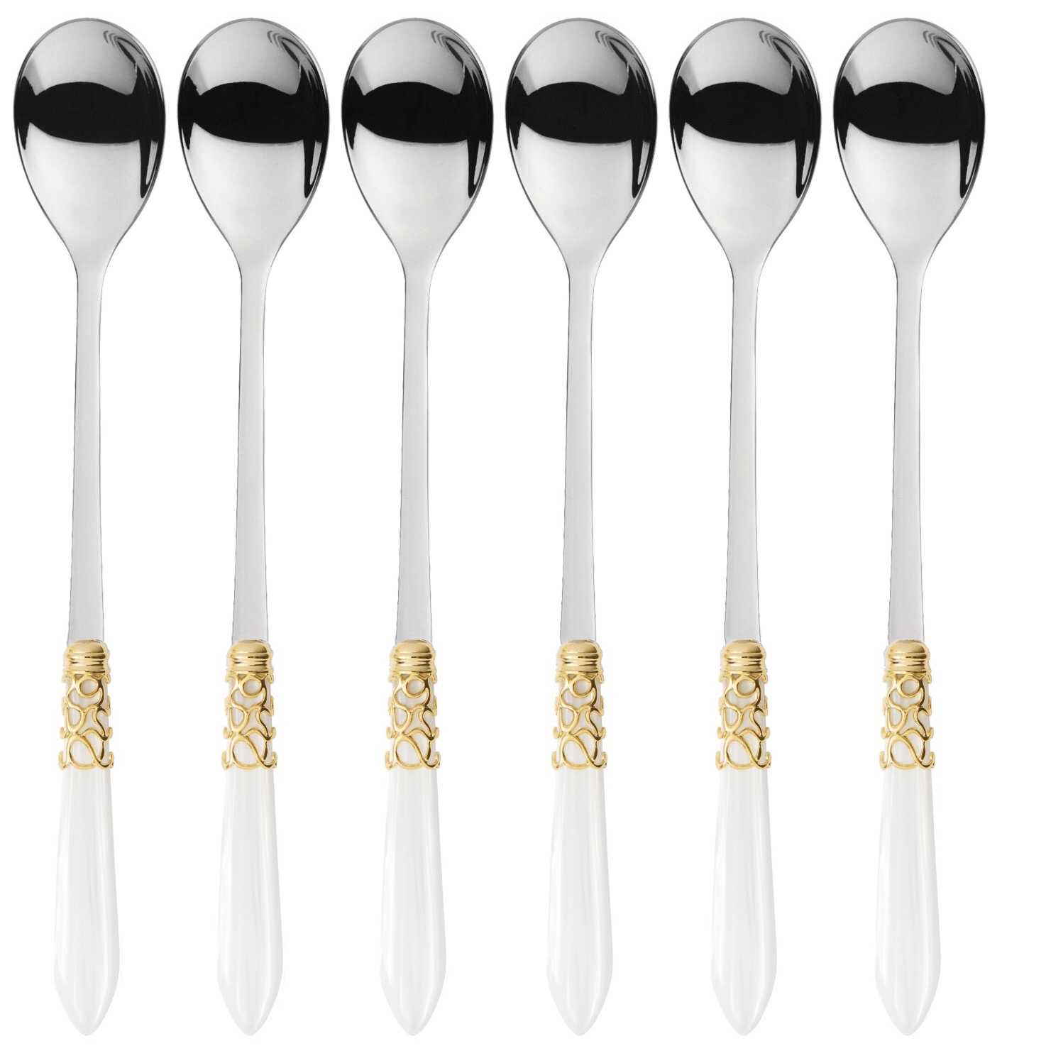 Melodia Gold Ice Tea Spoons Set white-Casa Bugatti USA