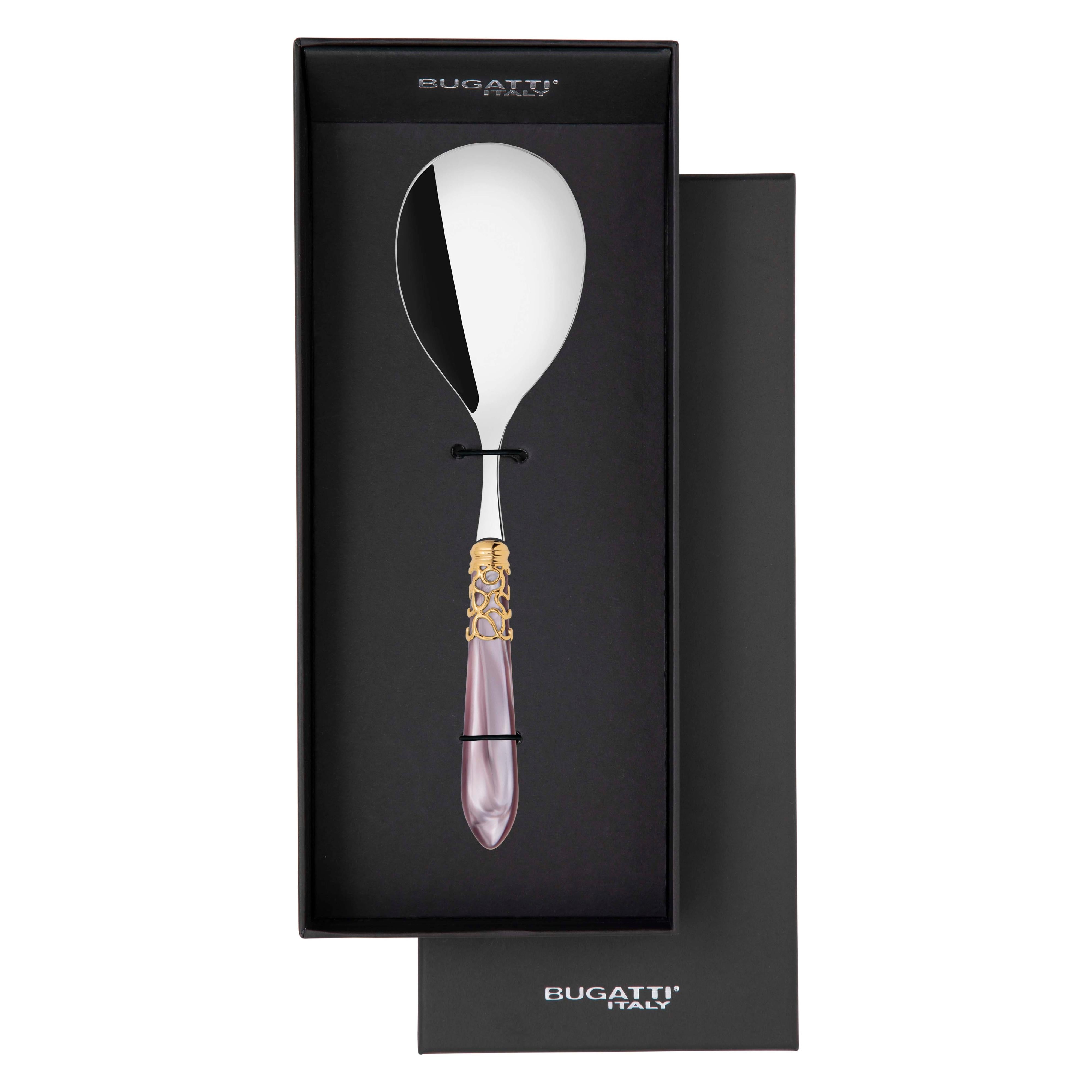 Melodia Gold Rice Casserole Serving Spoon in gift box - lilac