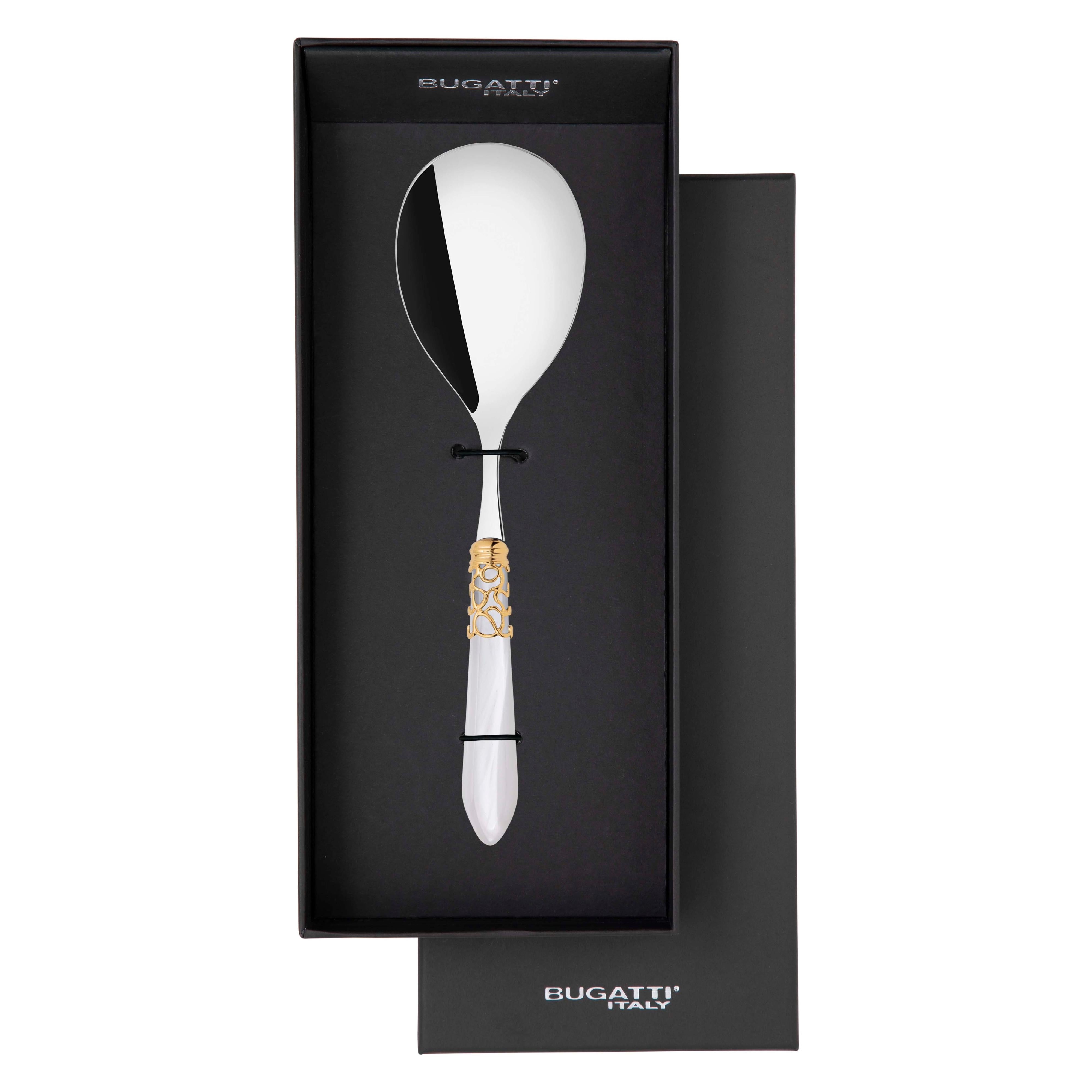 Melodia Gold Rice Casserole Serving Spoon in gift box - white