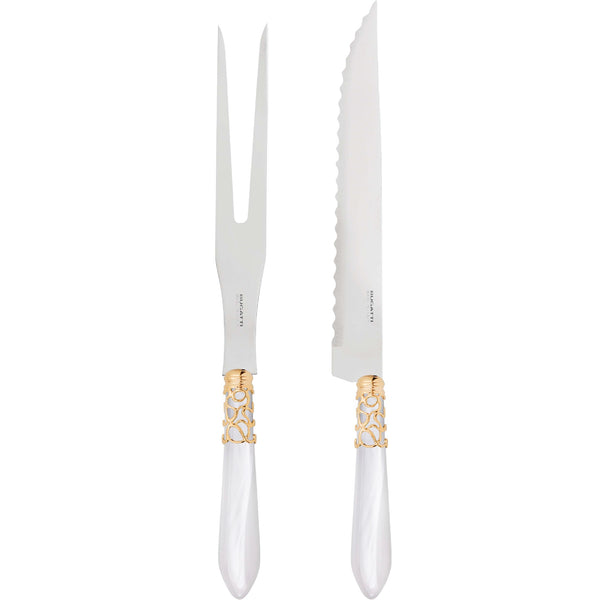 Melodia Gold Roast Carving Set - White