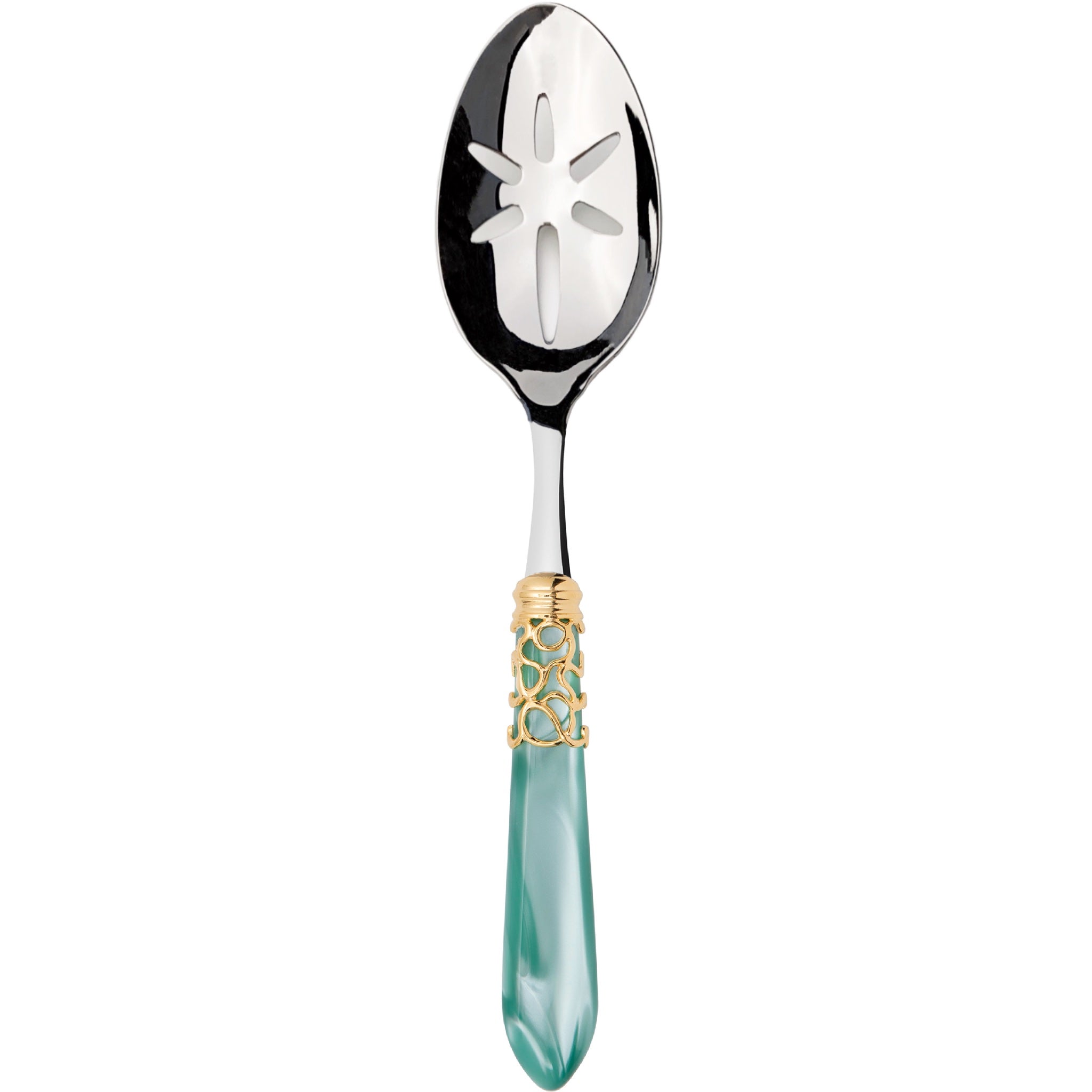 Melodia Gold Slotted Serving Spoon - Aqua