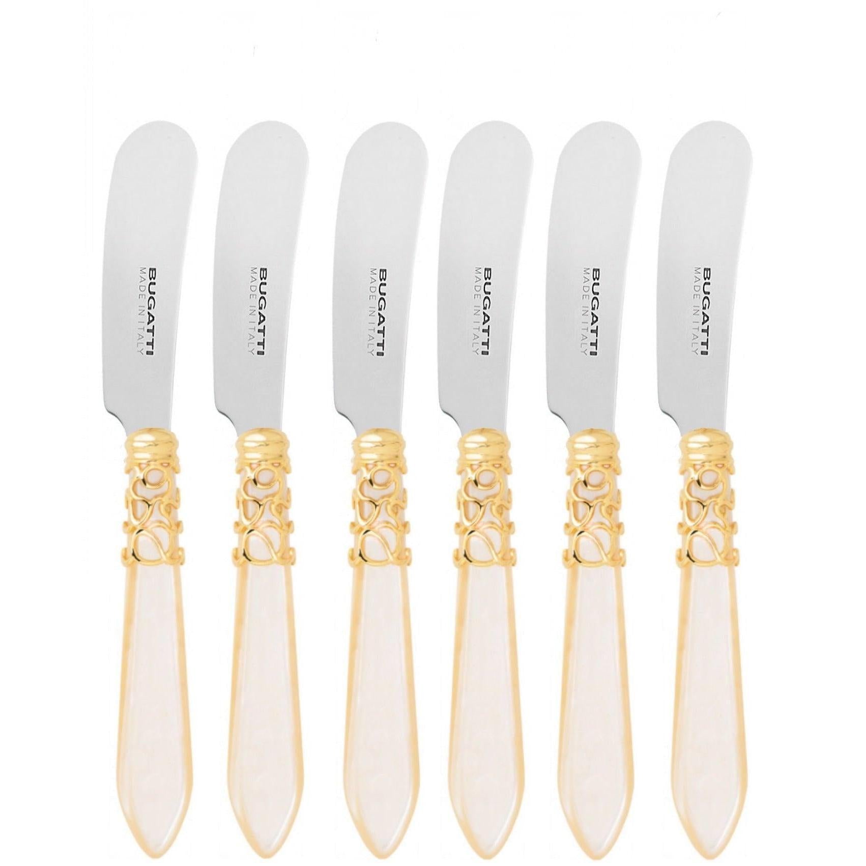 Melodia Gold Spreader / Butter Knife Set -  ivory-Casa Bugatti USA