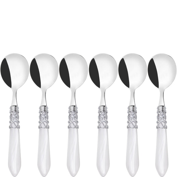 Melodia Brilliant Soup Spoons Set, White — Casa Bugatti