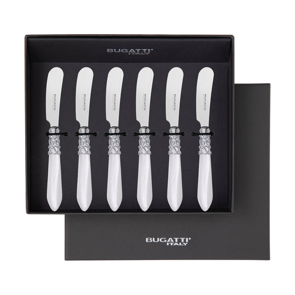 Melodia Brilliant Spreader / Butter Knife Set - White-Casa Bugatti USA