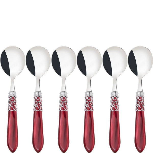 Melodia Brilliant Soup Spoons Set - Burgundy-Casa Bugatti USA