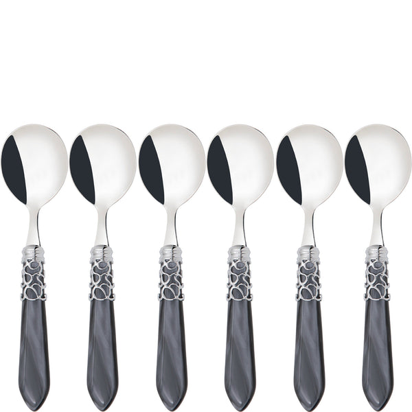 Melodia Brilliant Soup Spoons Set, Charcoal — Casa Bugatti