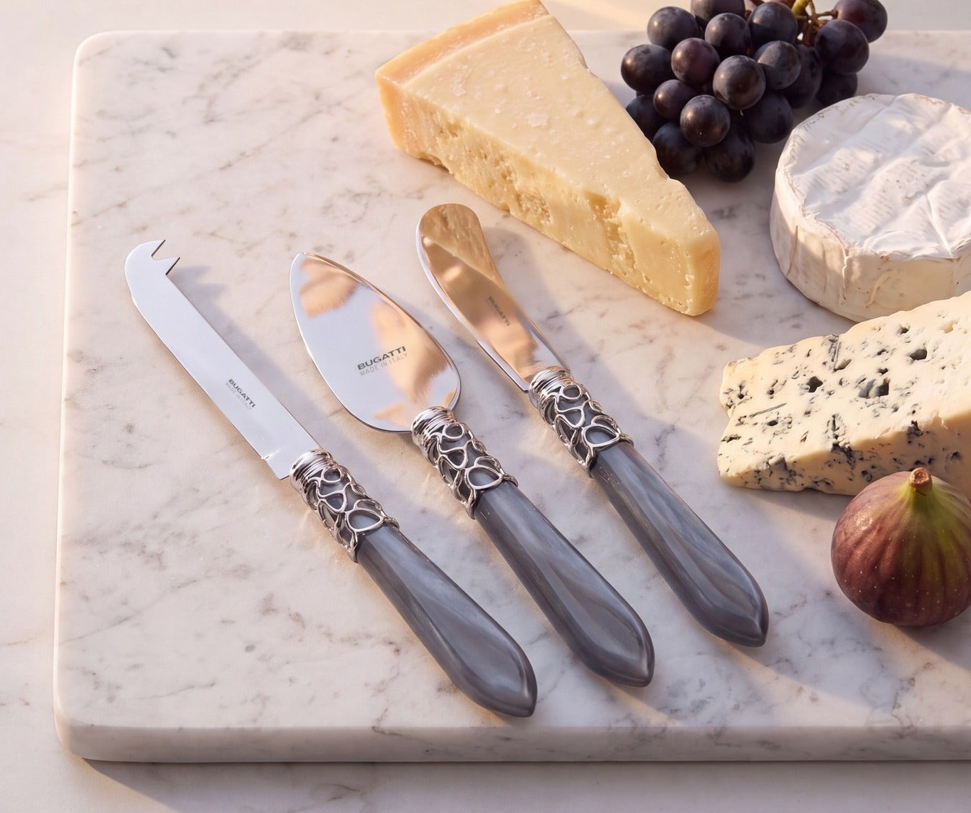 Melodia Brilliant 3 piece cheese knife set, Charcoal — Casa Bugatti