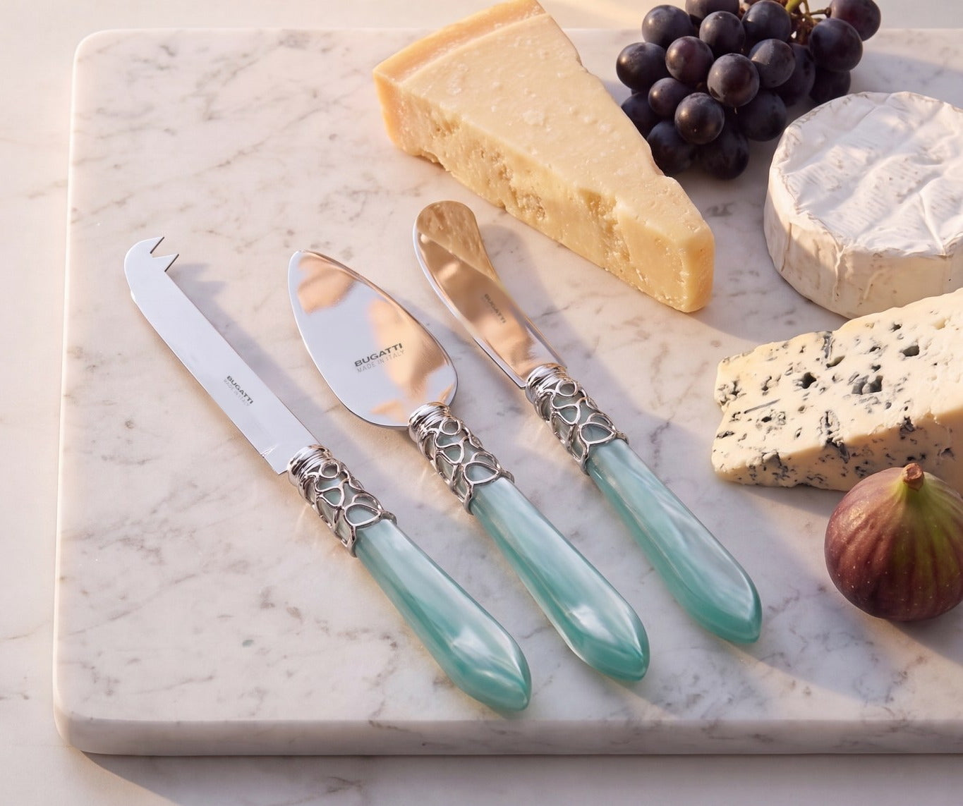 Melodia Brilliant 3 piece cheese knife set, Aqua — Casa Bugatti
