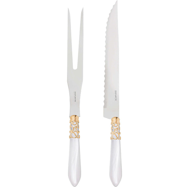 Melodia Gold Roast Carving Set, White — Casa Bugatti