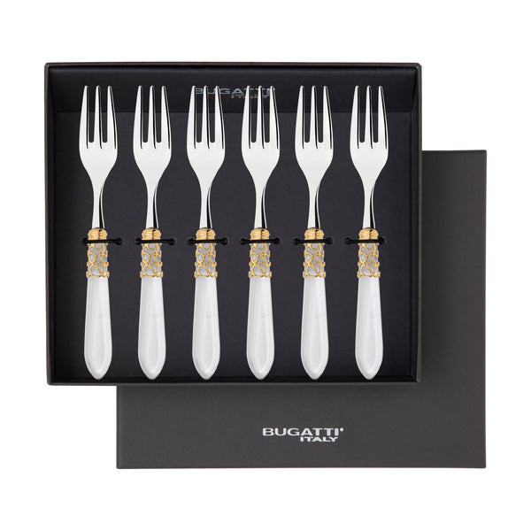 Melodia Gold Cocktail / Cake Fork Set in gift box - Clear-Casa Bugatti USA