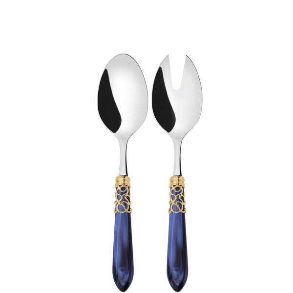 Melodia Gold 2 Piece Salad Servers, Royal Blue — Casa Bugatti