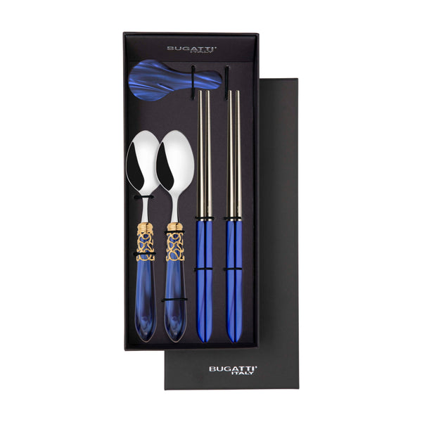 Melodia Gold Chopsticks set for 2 - Royal Blue-Casa Bugatti USA