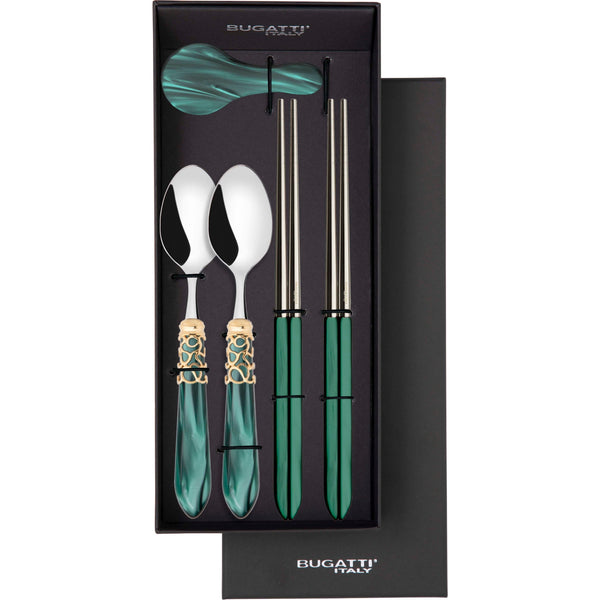 Melodia Gold Chopsticks set for 2, Emerald Green — Casa Bugatti