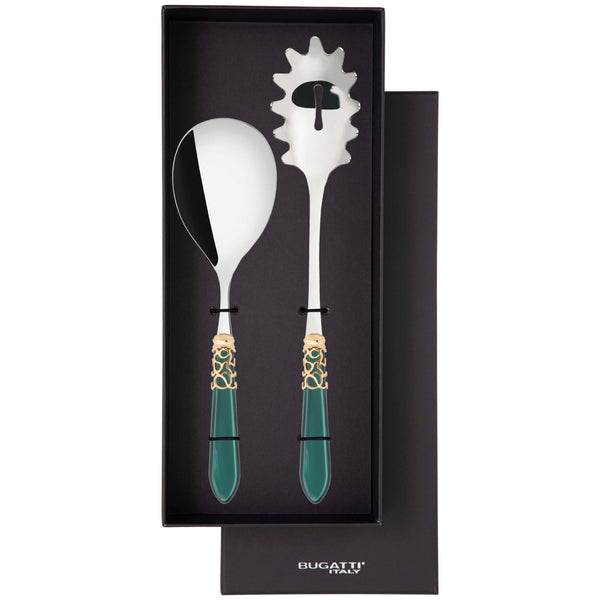 Melodia Gold 2 Piece Pasta Set in gift box - green