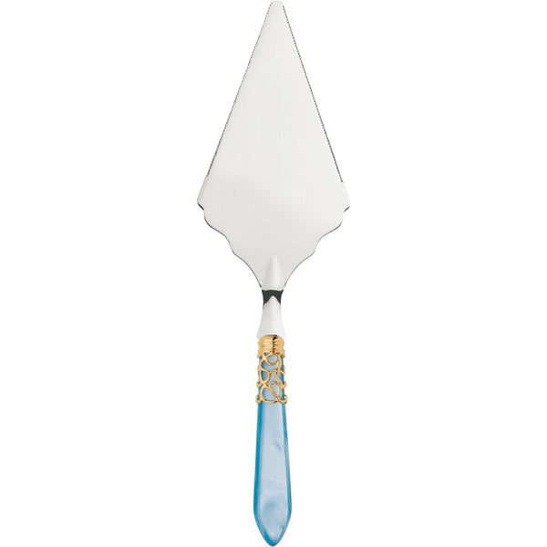 Melodia Gold Large Cake Server Serrated - Sky Blue-Casa Bugatti USA