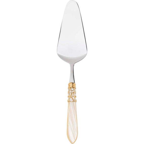 Melodia Gold Cake Server Rounded - ivory