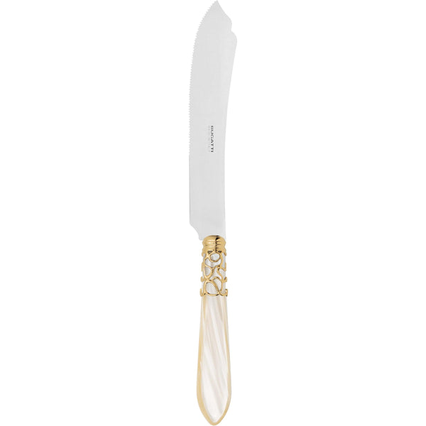 Melodia Gold Cake Knife 28 cm (11.02 inch) - Ivory-Casa Bugatti USA