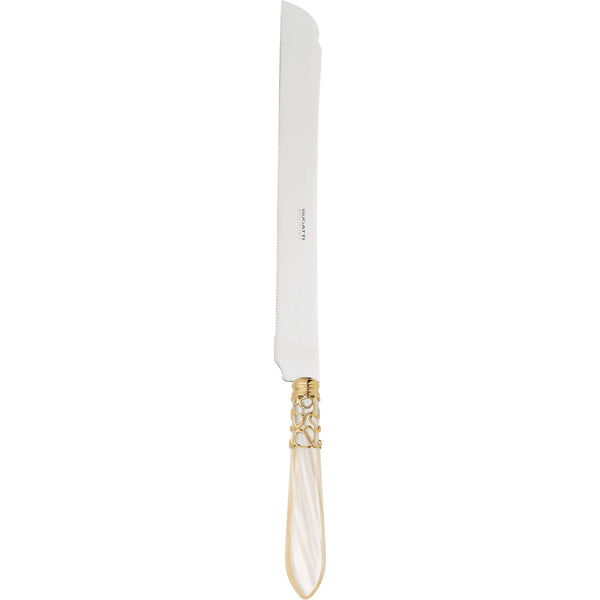 Melodia Gold Long Cake Knife 32 cm (12.60 inch) - ivory
