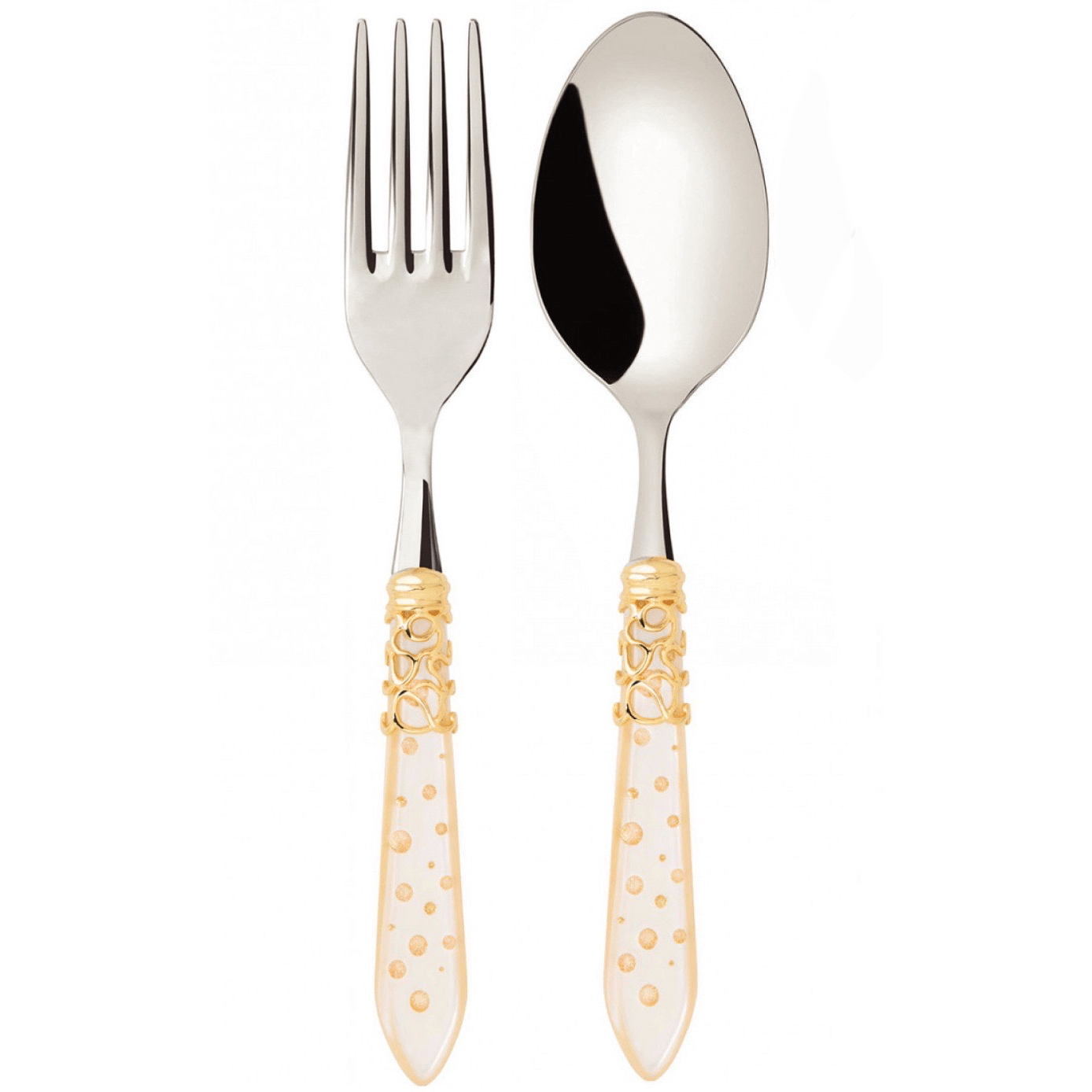 Melodia Galleria Gold ring 2 Piece Serving Set - Ivory-Casa Bugatti USA