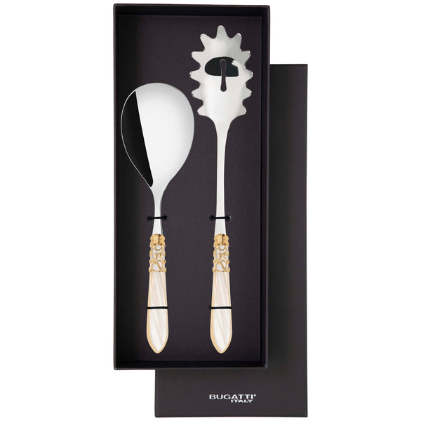 Melodia Gold 2 Piece Pasta Set in gift box - ivory