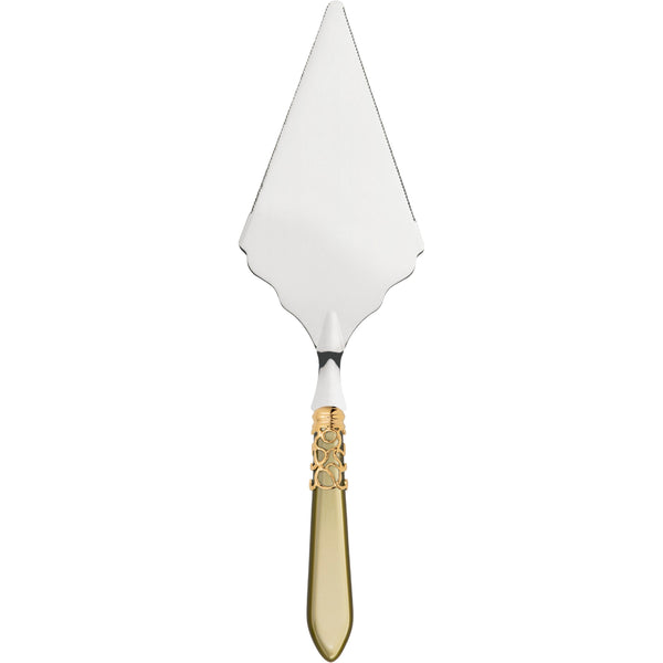 Melodia Gold Large Cake Server Serrated - chartreuse green