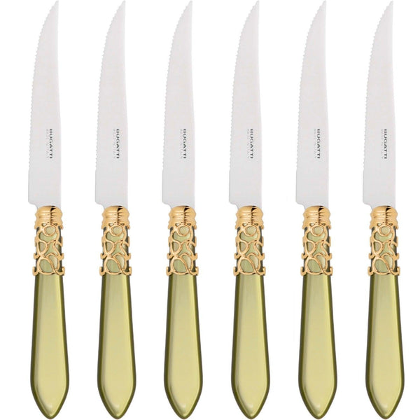 Melodia Gold 6 Piece Steak knife Set, Chartreuse Green — Casa Bugatti