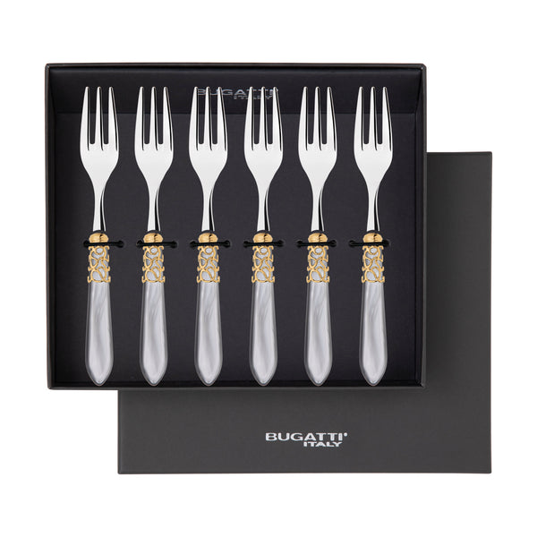 Melodia Gold Cocktail / Cake Fork Set in gift box - gray