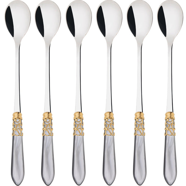 Melodia Gold Ice Tea / Cocktail Spoon Set - Gray-Casa Bugatti USA