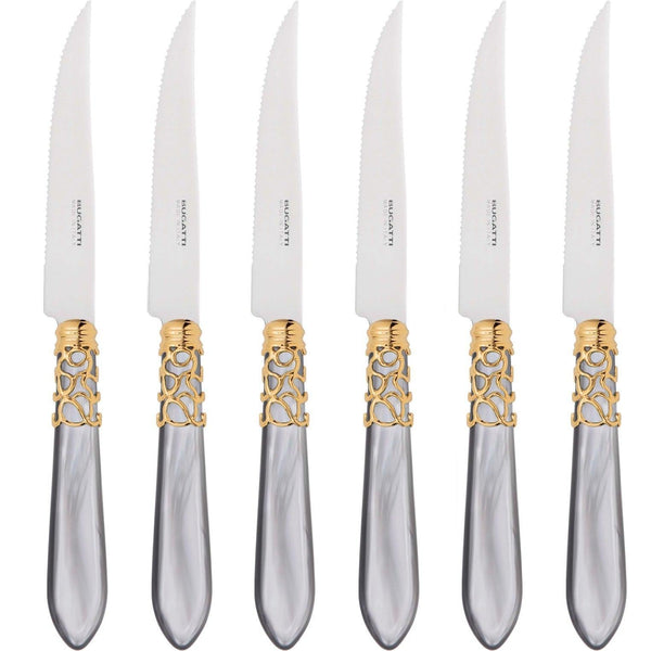 Melodia Gold 6 Piece Steak knife Set, Gray — Casa Bugatti