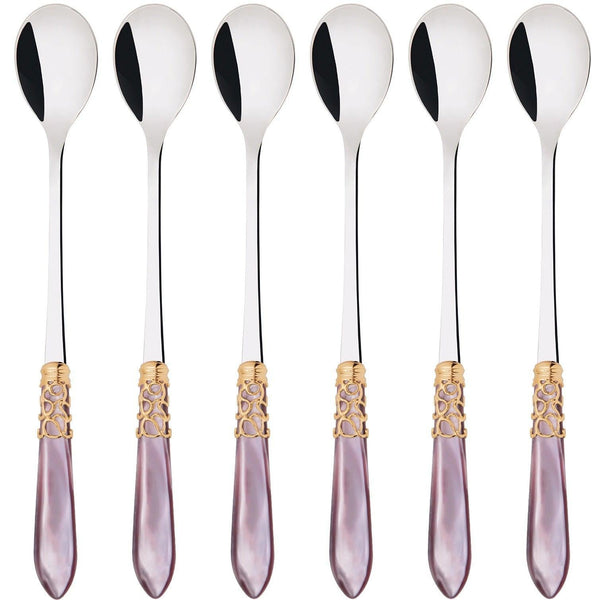 Melodia Gold Ice Tea / Cocktail Spoon Set - Lilac-Casa Bugatti USA