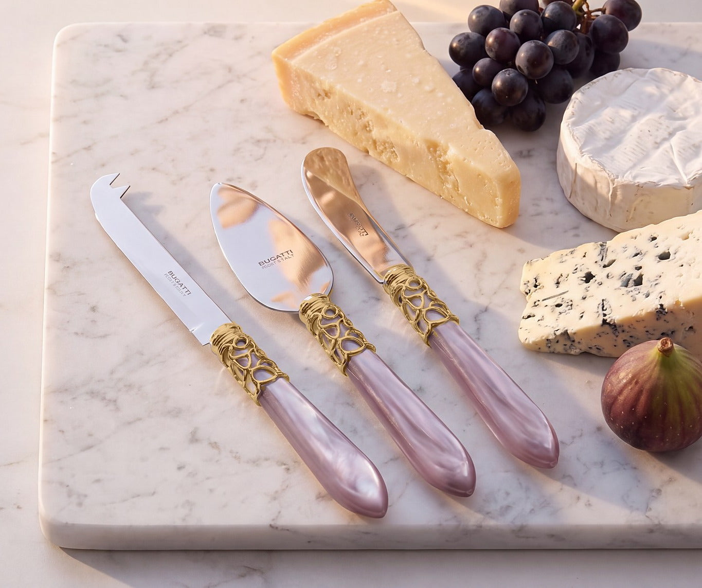 Melodia Gold 3 piece cheese knife set, Lilac — Casa Bugatti