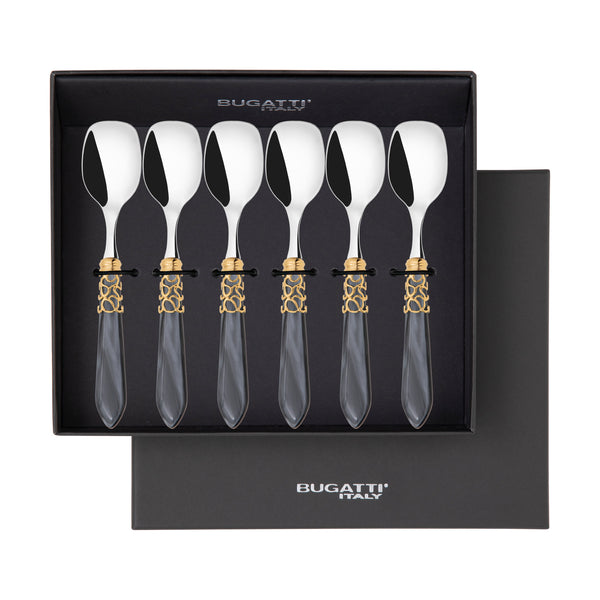Melodia Gold Ice Cream Spoons Set in gift box - charcoal