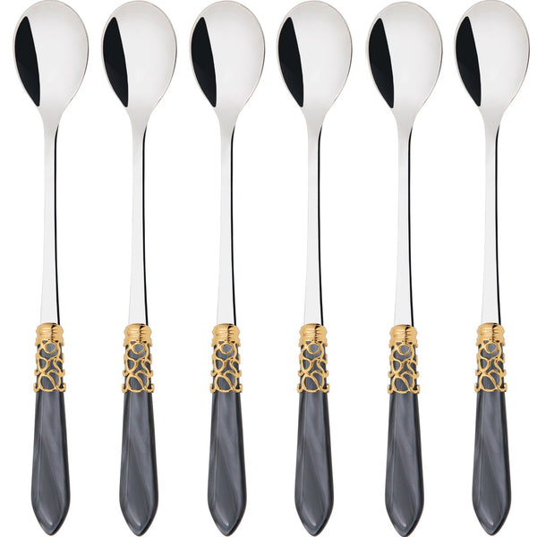 Melodia Gold Ice Tea / Cocktail Spoon Set, Charcoal — Casa Bugatti
