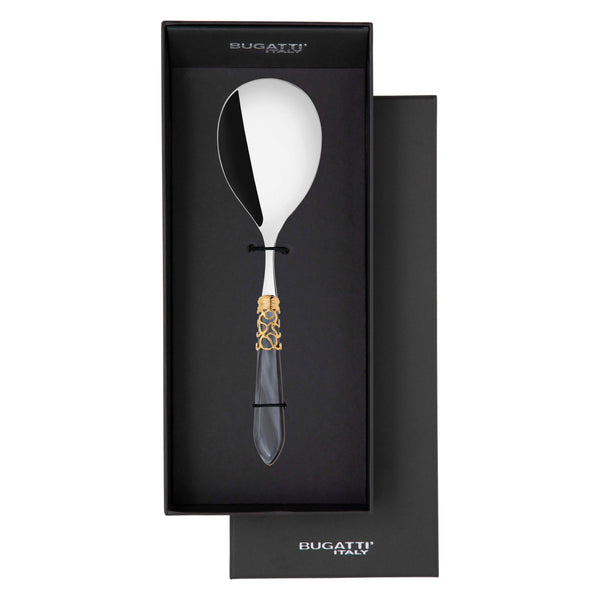 Melodia Gold Rice Casserole Serving Spoon in gift box - charcoal