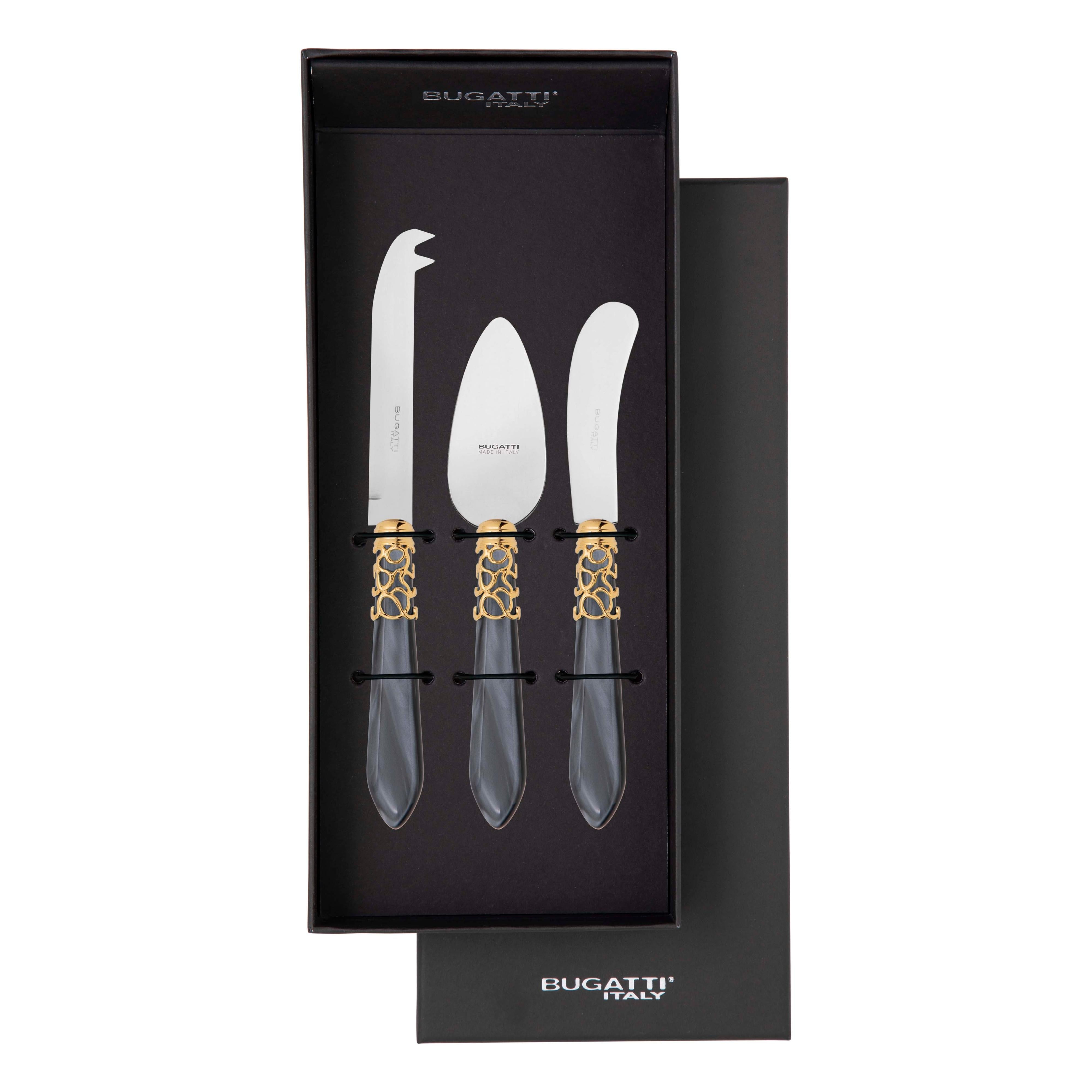 Melodia Gold 3 Piece Cheese Knife Set - charcoal