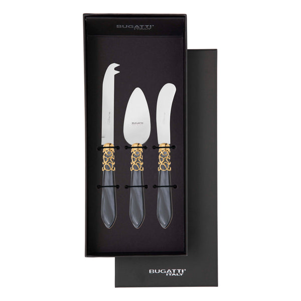 Melodia Gold 3 Piece Cheese Knife Set - charcoal