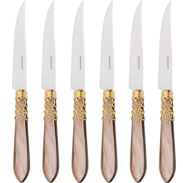 Melodia Gold 6 Piece Steak knife Set, Taupe — Casa Bugatti