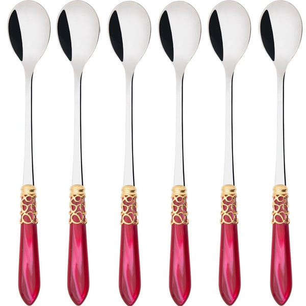 Melodia Gold Ice Tea / Cocktail Spoon Set - Raspberry-Casa Bugatti USA