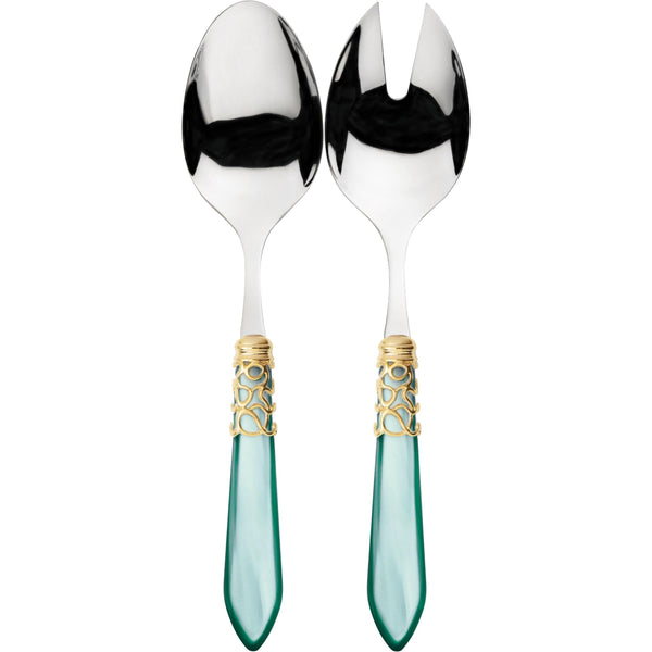 Melodia Gold 2 Piece Salad Servers, Aqua — Casa Bugatti