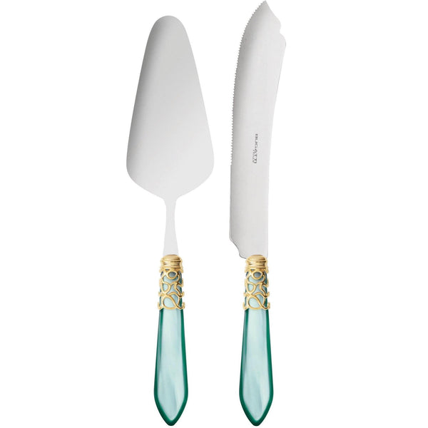 Melodia Gold 2 Piece Cake Serving set - Aqua-Casa Bugatti USA
